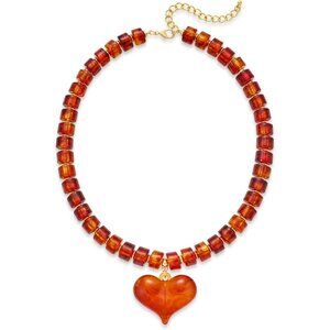 Chunky Heart Penadnt Necklace for Women- Exaggerated Statement Puff Heart Neckla